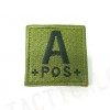 A POS Blood Type Identification Velcro Patch Olive Drab OD