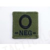 O NEG Blood Type Identification Velcro Patch Olive Drab OD