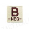 B NEG Blood Type Identification Velcro Patch Tan