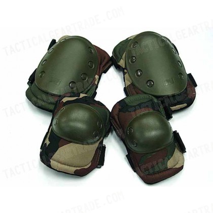 Tactical Knee & Elbow Pads Camo Woodland