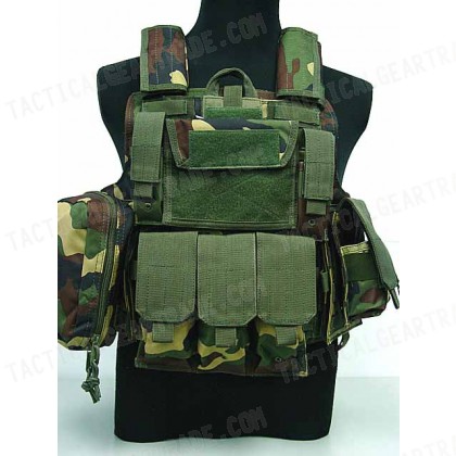 Molle Combat Strike Plate Carrier CIRAS Vest Camo Woodland