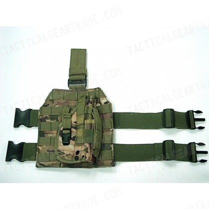 Molle Drop Leg Platform Panel w/Pistol Holster Multi Camo