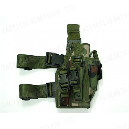 Univeral Drop Leg Large Pistol Frame Holster Camo Woodland