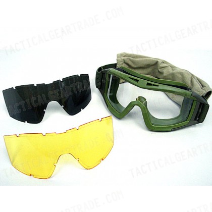 Airsoft Tactical Desert Goggle Glasses with 3 Lens OD