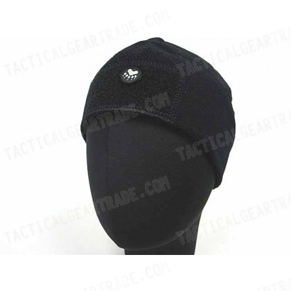 Fleece Velcro Attachment Watch Cap Hat Black