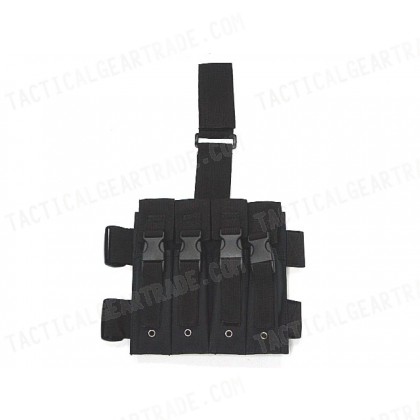 Quadruple MP5 Magazine Drop Leg Pouch Black