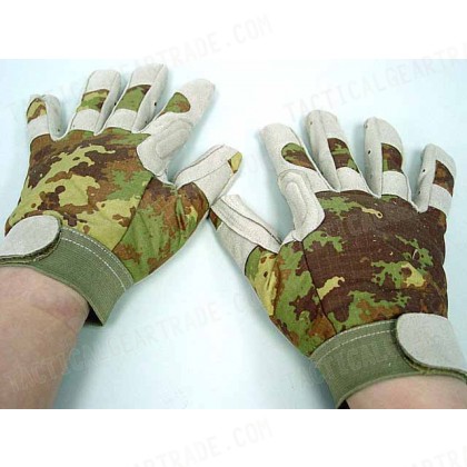 Full Finger Light Weight Duty Gloves Italian Vegetato Camo