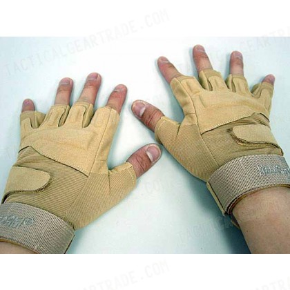 Special Operation Tactical Half Finger Assault Gloves Tan