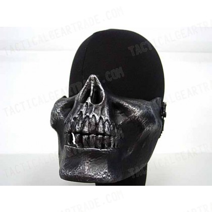 Airsoft Skull Skeleton Half Face Protector Mask Silver Black