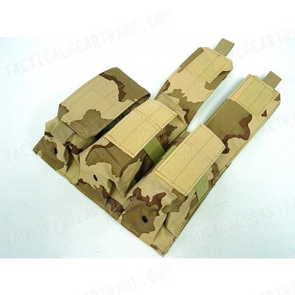 Airsoft Molle Triple Magazine Pouch Desert Camo