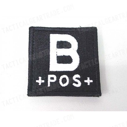 B POS Blood Type Identification Velcro Patch Black