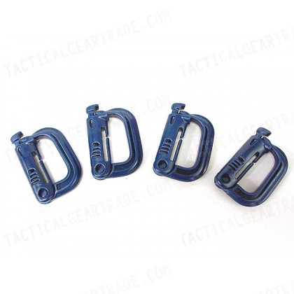 Grimloc D-Ring Locking Molle Carabiner 4pcs Pack Blue