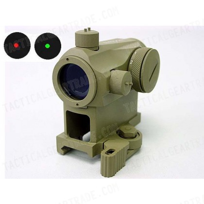 1x24 Micro T-1 Red/Green Dot Sight Scope w/QD High Mount Tan