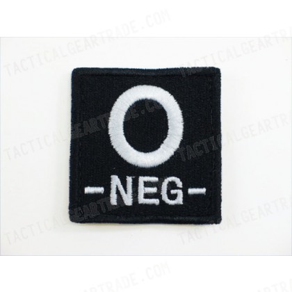 O NEG Blood Type Identification Velcro Patch Black