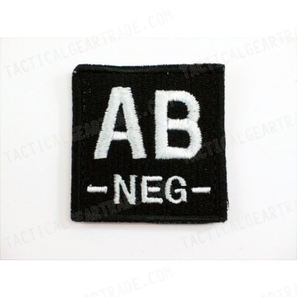 AB NEG Blood Type Identification Velcro Patch Black