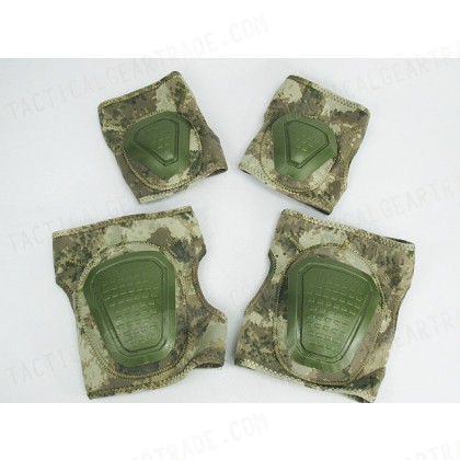 Airsoft Neoprene Knee & Elbow Pads Set A-TACS Camo