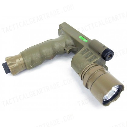 Tactical LED Weapon Light Foregrip Flashlight w/ Green Laser DE