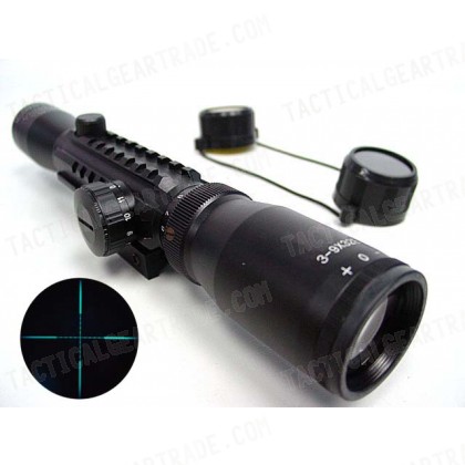 3-9x32 Blue Illuminated Crosshair Tri-rail Rifle Scope