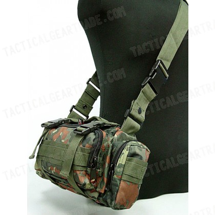 Molle Utility Shoulder Waist Pouch Bag German Camo Woodland