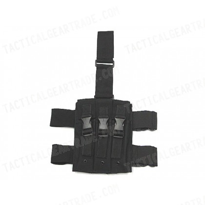 Triple MP5 Magazine Drop Leg Pouch Black