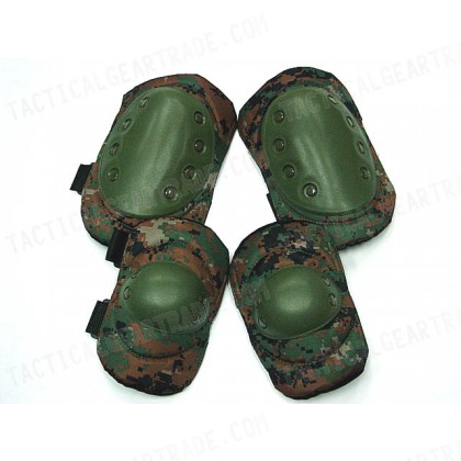 Tactical Knee & Elbow Pads Digital Camo Woodland