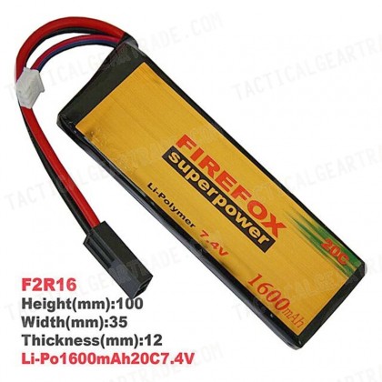 FireFox 7.4V 1600mAh LiPo Li-Po Li-Polymer Battery 20C F2R16