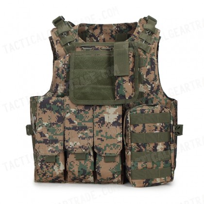 USMC Molle Combat Assault Plate Carrier Vest Digital Woodland