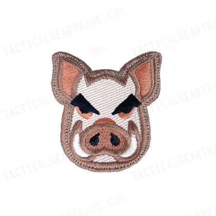 USMC US Marine Wild Hog Boar Pig Head Velcro Patch Tan