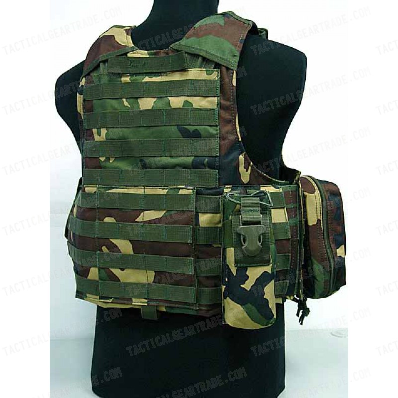 Molle Combat Strike Plate Carrier CIRAS Vest Camo Woodland