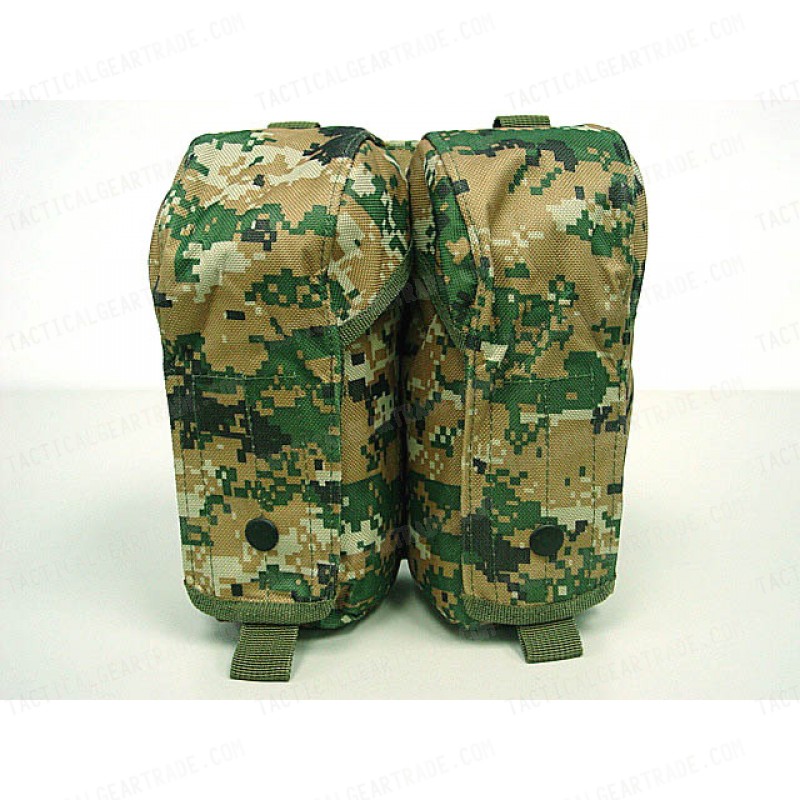 Airsoft Molle Double AK Magazine Pouch Digital Camo Woodland