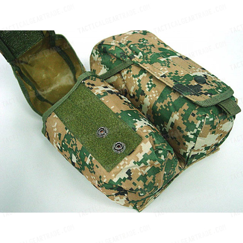 Airsoft Molle Double AK Magazine Pouch Digital Camo Woodland