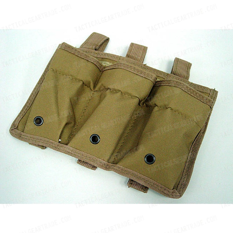 Airsoft Molle Triple Magazine Open Top Pouch Coyote Brown