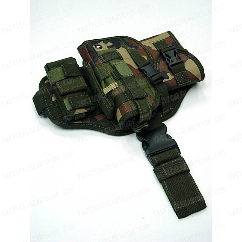 Component Molle Drop Leg Pistol Holster Camo Woodland