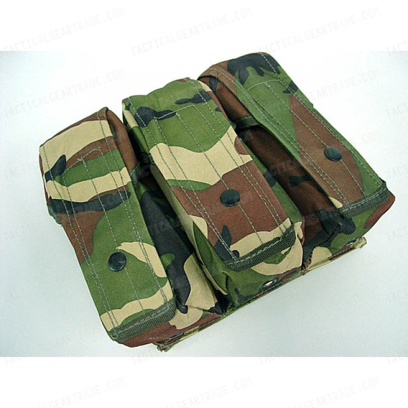 Airsoft Molle Triple AK Magazine Pouch Camo Woodland