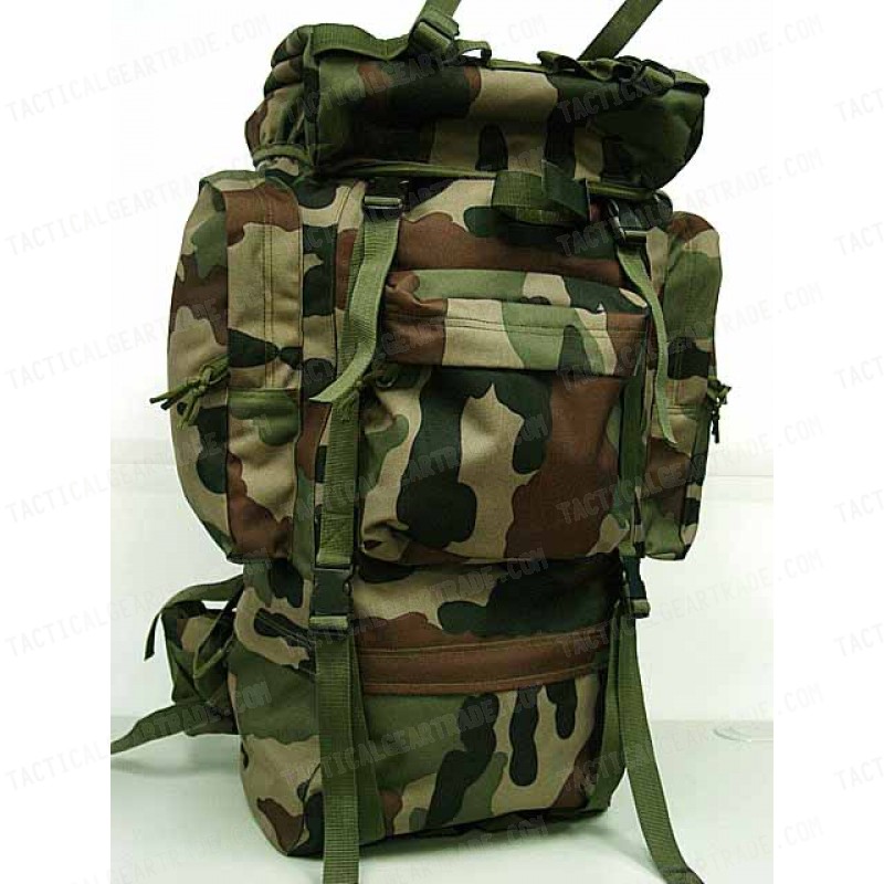 65L Combat Rucksack Camping Backpack Camo Woodland