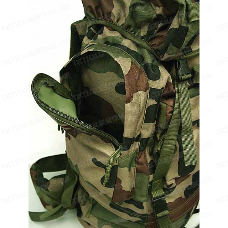 65L Combat Rucksack Camping Backpack Camo Woodland