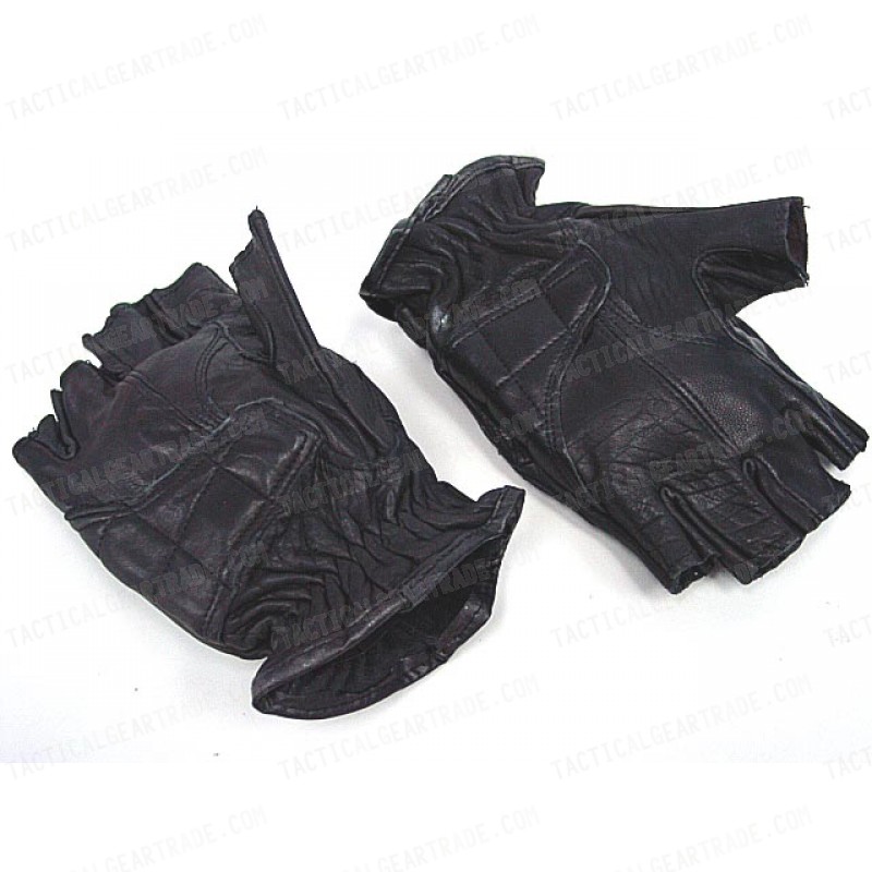 SWAT Army Half Finger Airsoft Paintball Leather Gloves