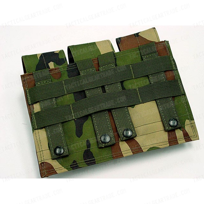 Airsoft Molle Triple Magazine Pouch Camo Woodland