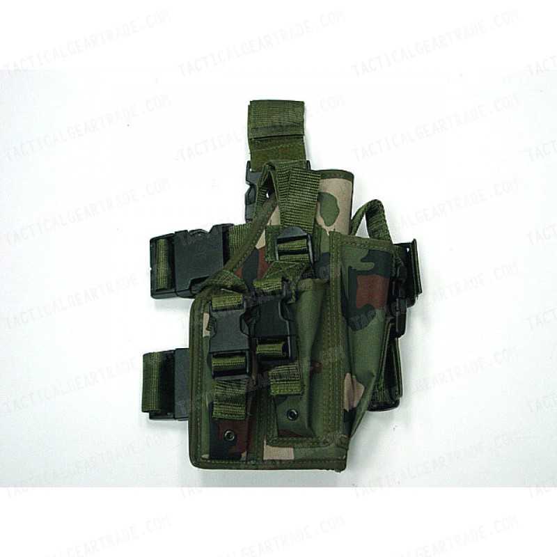 Univeral Drop Leg Large Pistol Frame Holster Camo Woodland