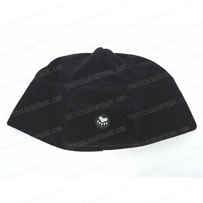 Fleece Velcro Attachment Watch Cap Hat Black