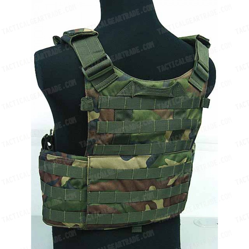 Tactical Molle Recon Plate Carrier Vest Camo Woodland