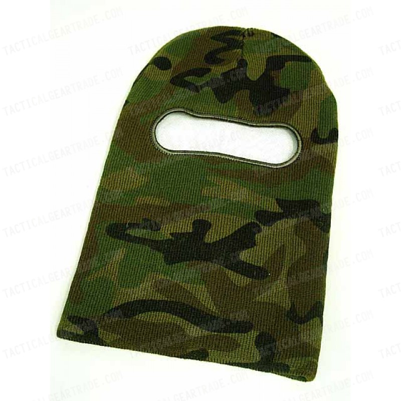 SWAT Balaclava Hood 1 Hole Head Face Knit Mask Camo Woodland