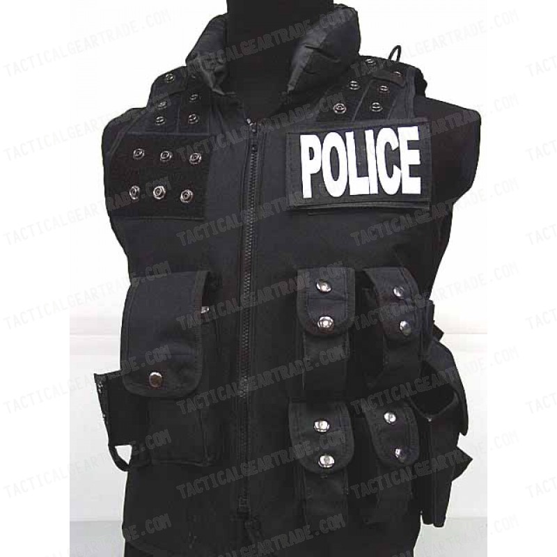 Police Milspec Combat Tactical Assault Vest Holster BK