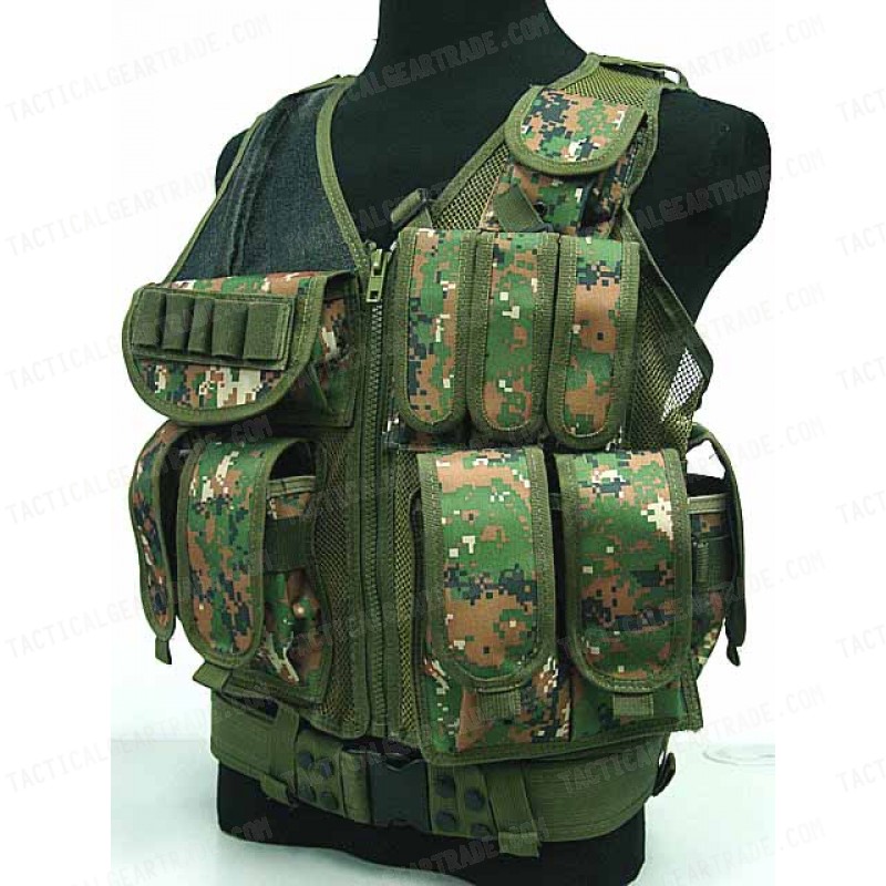 Deluxe Airsoft Tactical Combat Mesh Vest Digital Camo Woodland