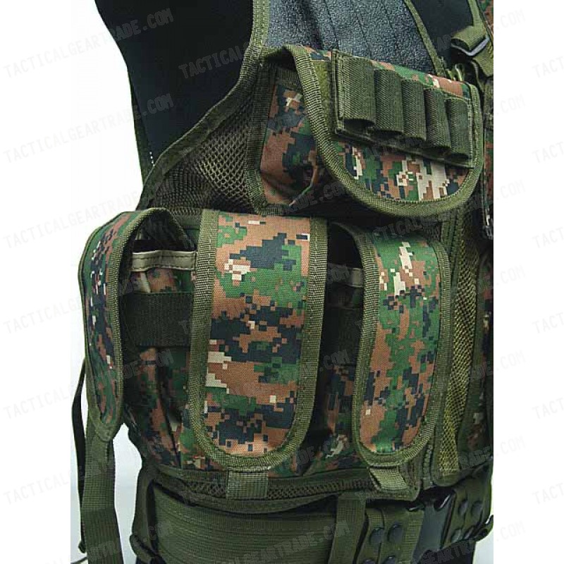 Deluxe Airsoft Tactical Combat Mesh Vest Digital Camo Woodland