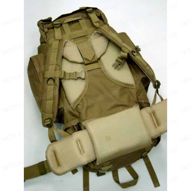 65L Combat Rucksack Camping Backpack Coyote Brown