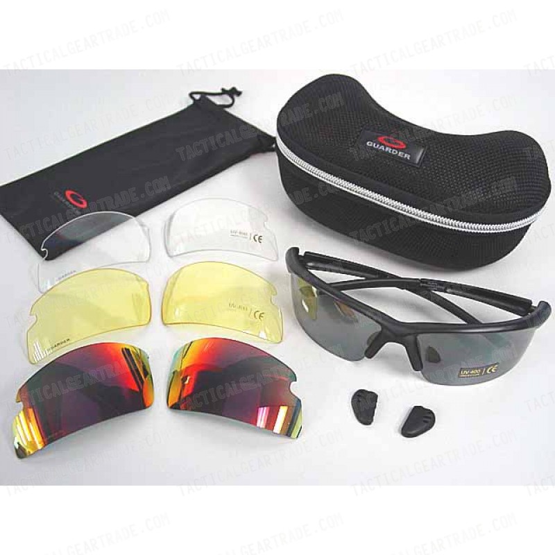 Guarder C6 Tactical Shooting Glasses w/4 Set Lens Black