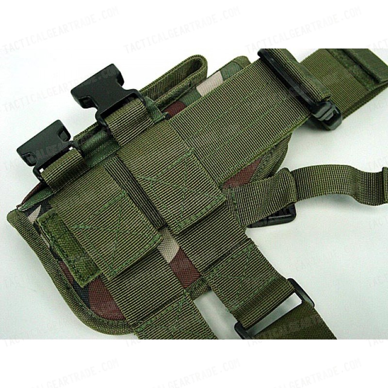 Tactical Drop Leg Pistol Holster Camo Woodland