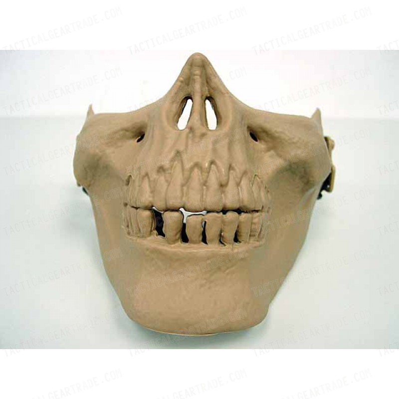 Airsoft Skull Skeleton Half Face Protector Mask Tan