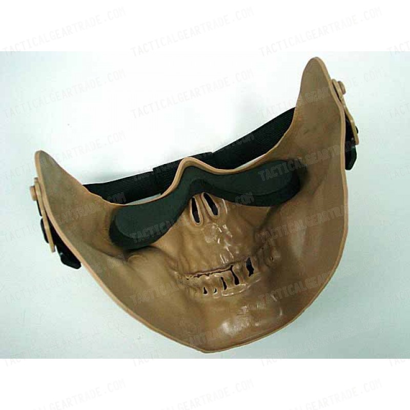 Airsoft Skull Skeleton Half Face Protector Mask Tan